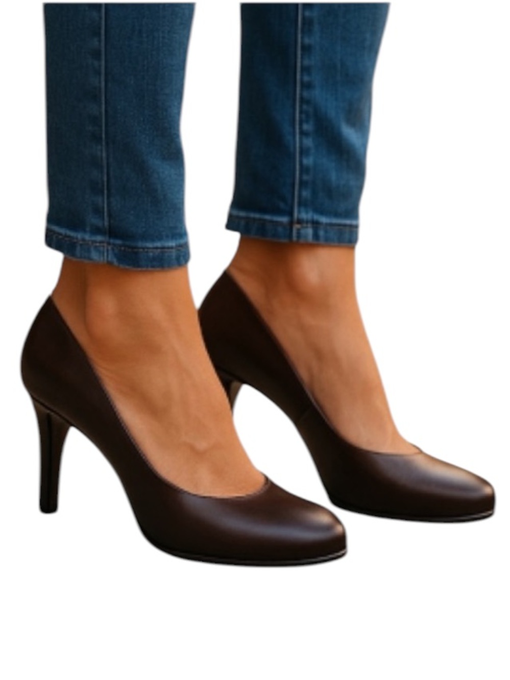 Michael Michael Kors Leather Pumps Chocolate Brown Croc Effect Embossed Size 8